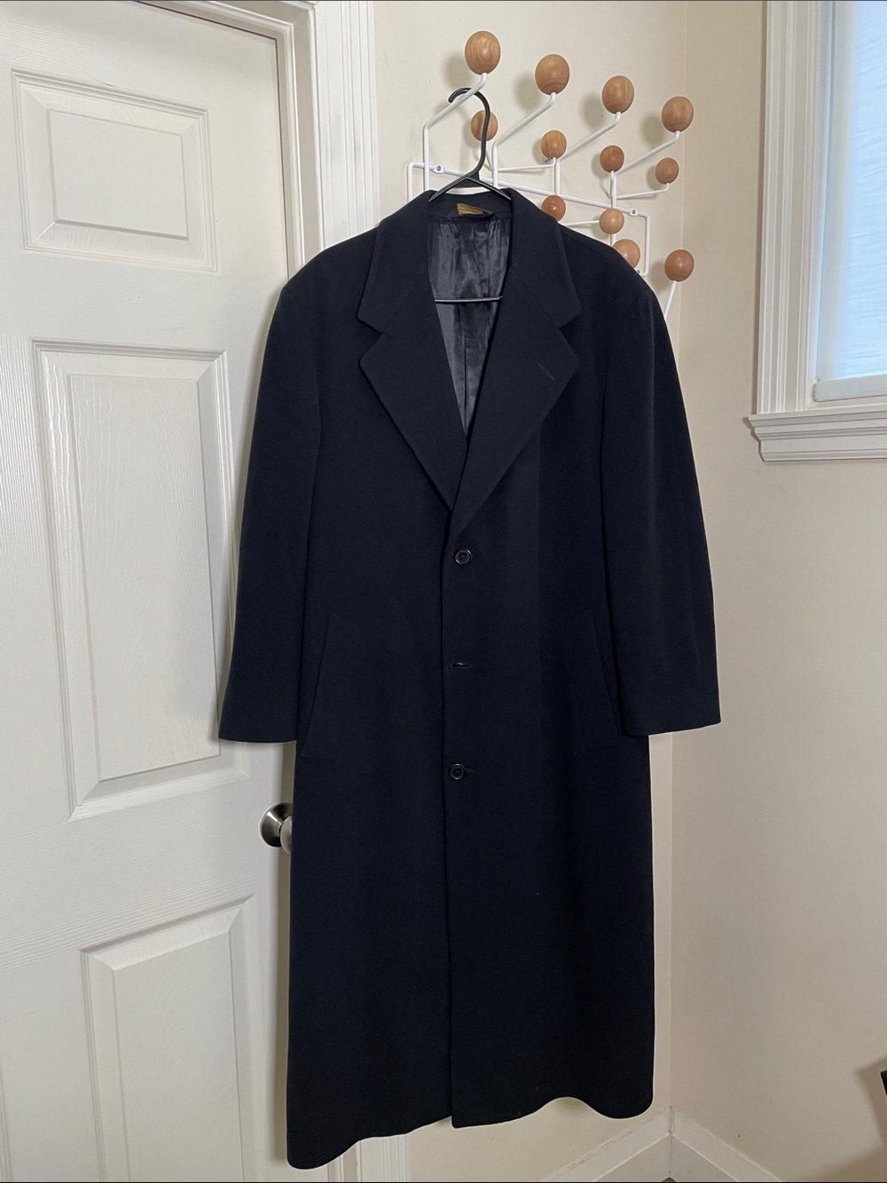 Harry Rosen - Wool Top Coat Button Down - Black - 40R or XL